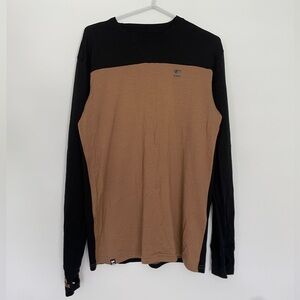 Mons Royale 200 Merino Wool Long Sleeve Base Layer Medium Black Brown